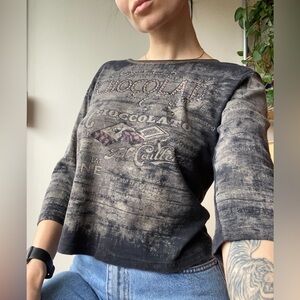 Y2K graphic quarter sleeve shirt